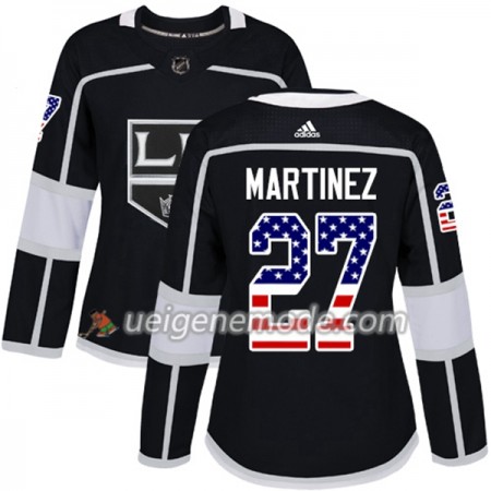 Dame Eishockey Los Angeles Kings Trikot Alec Martinez 27 Adidas 2017-2018 Schwarz USA Flag Fashion Authentic